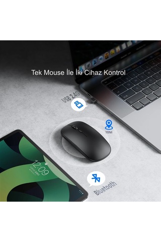 Hymark M235 Sessiz Tıklama Şarjlı Çift Modlu Bluetooth Kablosuz Mouse