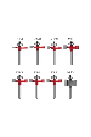 Suofeng Ahşap İşleme T Tipi Milling Ucu, 1/4 Uç, Toplu Kesici, Kenar Düzeltici, 8'li Set 1/4 1/2