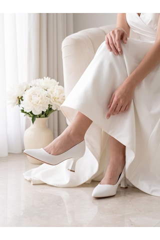 Nesilshoes Nesil Shoes Elva 050 Beyaz Topuklu Kadın Stiletto