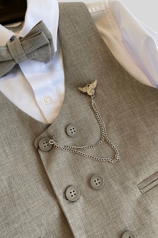 Zincir Çift Düğme Başak Erkek Çocuk Takım Elbise Gri Gri