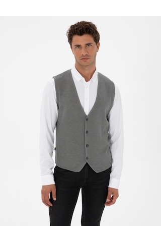 Pierre Cardin Erkek Gri Melanj Yelek Triko 50317313-vr086 Gri Melanj
