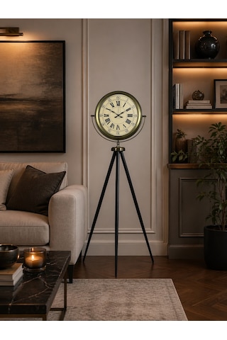 Antik Görünümlü Eskitme Tripod Ayaklı Saat