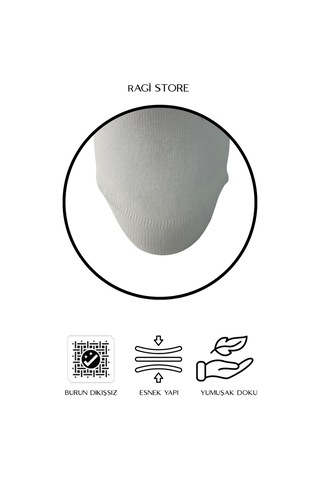 Ragi Store 5'li Dikişsiz Düz Penye Beyaz Kadın Patik Çorap Beyaz