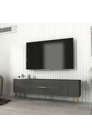 Retrol3ct Tv Sehpası Antrasit-altın