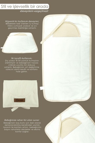 Mordesign Bebek Çanta Alt Açma Minderi Alt Değiştirme Pedi Taşınabilir Bakım Örtüsü Care Serisi, Kahve