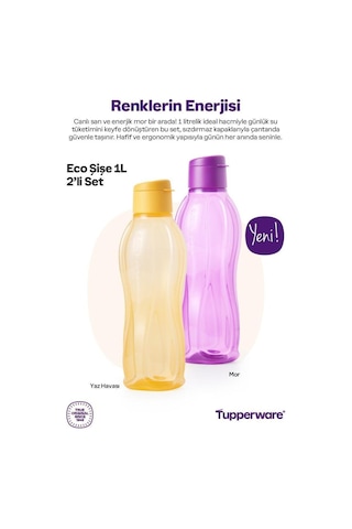 Eko Şişe 1 Litre 2 Li Set Mor