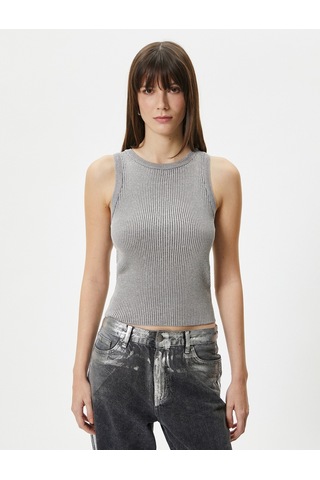 Koton Halter Yaka Fitilli Atlet Simli Viskon Karışımlı Gümüş 4sak30027ht 4SAK30027HTGM1