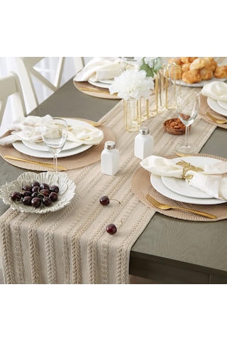 Wellstil Neula %100 Pamuk Örme Runner - Bej Bej