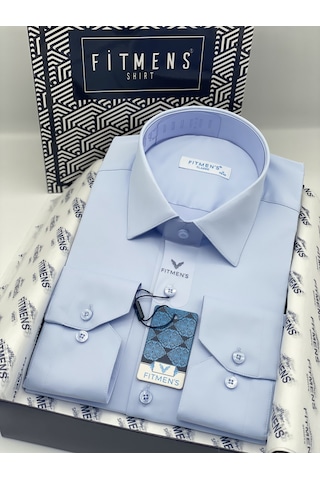 Fitmens Klasik Uzun Kol Cepsiz Likralı Rahat Kumaş Erkek Gömlek Fs-004517 - Mavi-3189 MAVİ