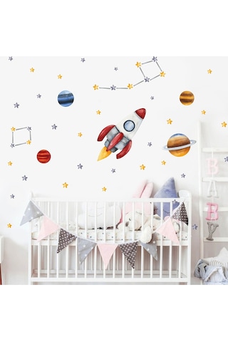 Artikel Gezegenler ve Yıldızlar Uzay Temalı Çocuk Odası Duvar Sticker 50 x 70 Cm