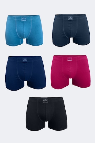 Malabadi Erkek Renkli 5 Li Pamuk Elastan Boxer 5m074 Mavi - Füme - Lacivert - Bordo - Siyah