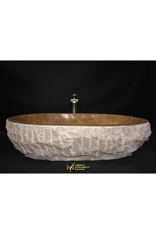 Noche Traverten Dikey Patlatma Lavabo