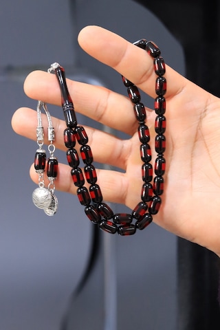 Kırmızı Sürmeli Toz Kehribar Tesbih N11.7977