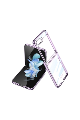Samsung Uyumlu Galaxy Z Flip 5 Kılıf Zore Kıpta Lensli Kapak Mor