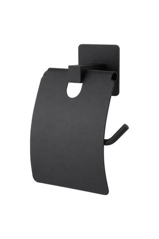Kare Kapaklı Tuvalet Kağıtlığı Siyah, Yapışkanlı Ve Vidalı Montajlı Metal Wc Kağıtlık, Modern Banyo Tuvale Çok Renkli
