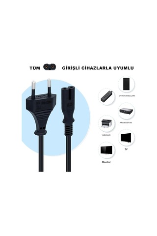 Polotech Ps3 / Ps4 / Ps5 / Series S-x Uyumlu Güç Kablosu 1.5 Metre 2pin Güç Kablosu Projeksiyon Sku: Smgstk9979d84d55