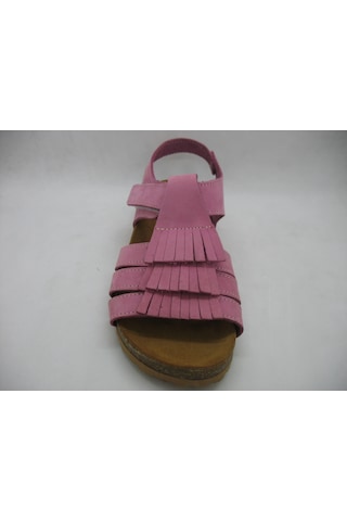 Toddler 388 Pembe Deri,anatomik Mantar Taban Püsküllü Sandalet 26 Pembe