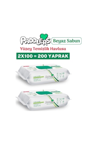 Paddlers Easy Clean Beyaz Sabun Katkılı Yüzey Temizlik Havlusu 200 Yaprak (2x100)