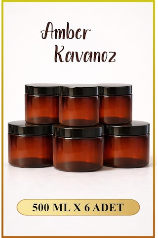 Amber Kavanoz 500 Ml - 6 Adet, Çok Amaçlı Saklama Kabı Mutfak & Banyo