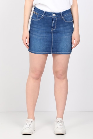 Blue White Kadın Jean Kısa Etek Koyu Mavi S