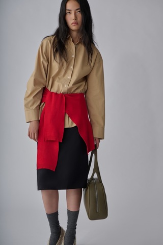 Suud Collection Camel Page Oversize Gömlek