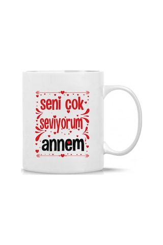 Anneler Günü Seni Seviyorum Annem Baskılı Kupa Bardak Hk2632