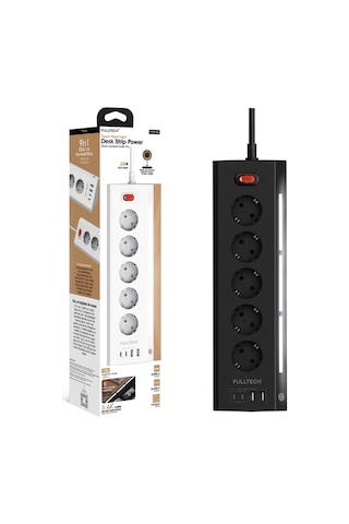 Akım Korumalı 5 Li Priz 2xusb 2xtype-c Çıkış Dokunmatik Işıklı Akım Koruma Çoklu Priz Çoğaltıcı Siya 2 M