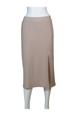 Kadın Yırtmaçlı Etek Bej