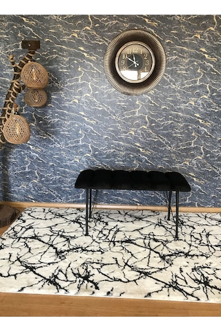 Yirmi15 Metal Ayaklı Eco Black Babyface Puf & Bench