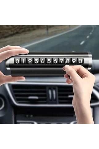Mainshop Alüminyum Kasa Çevirmeli Araç İçi Telefon Numaratör Park Numarası Parkmatik Oto Aksesuar Siyah Renk