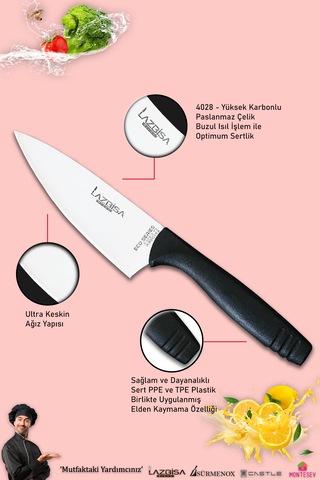 Eco Serisi Mutfak Bıçak Seti Et Sebze Börek 3 Lü Set Mft-1598 Siyah