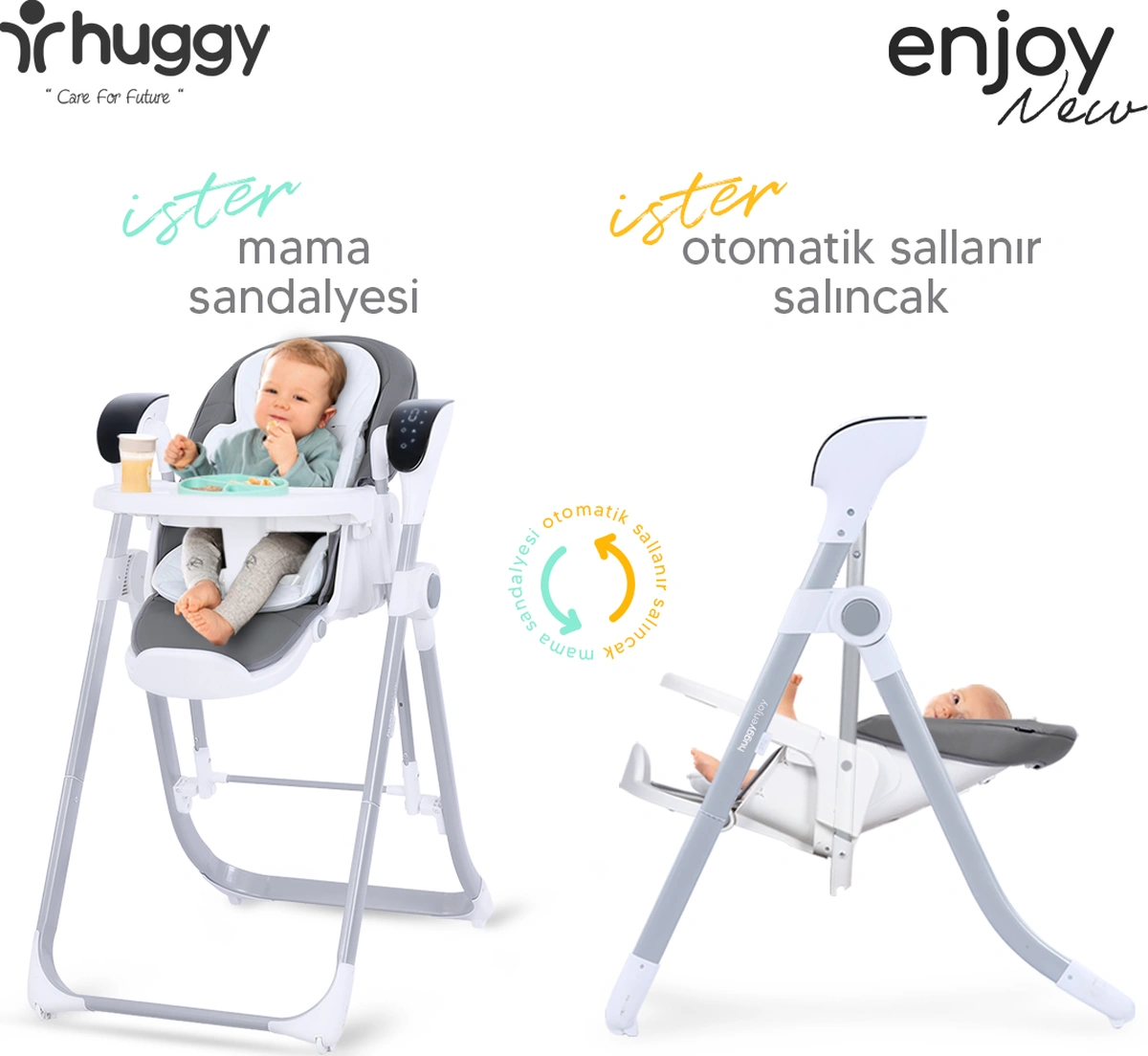 Huggy Enjoy Kumandalı Katlanabilir Elektrikli Salıncak Mama Sandalyesi