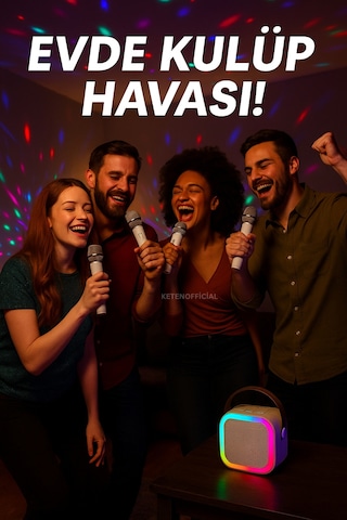 Mikrofonlu Bluetooth Karaoke Hoparlör Rgb Led Işık 5 Ses Efekti Taşınabilir Ses Bombası