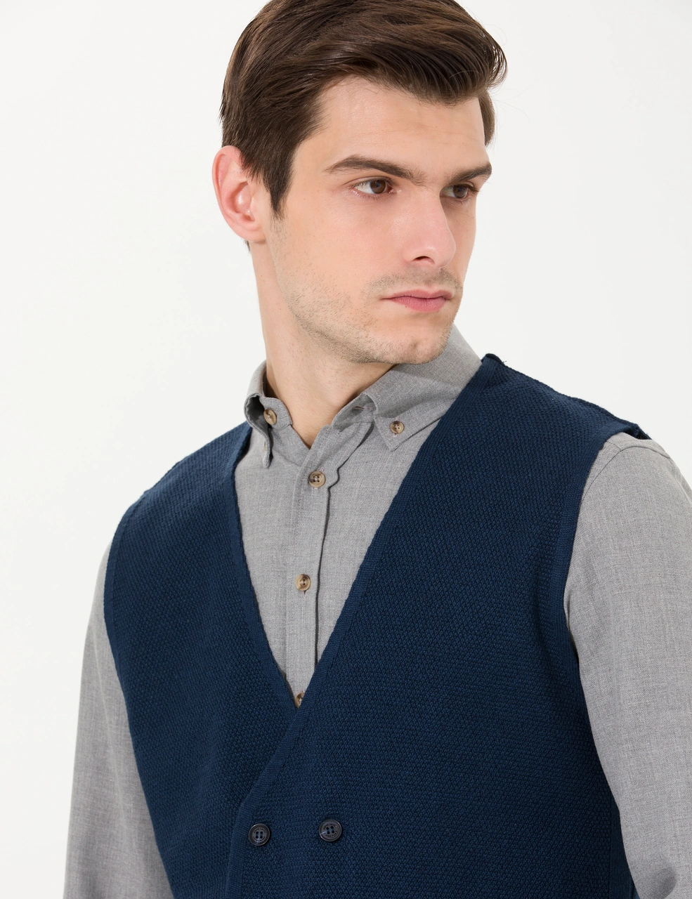 Pierre Cardin Erkek Lacivert Melanj Yelek Triko 50263176-vr120 Lacivert Melanj