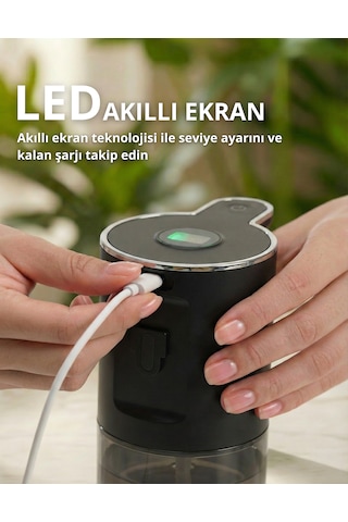 Otomatik Sensörlü Köpük Sıvı Sabunluk - Şarjlı- Dijital Led Ekran - Duvara Monte - P18s Model Siyah