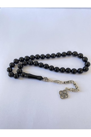 Tesbih Tsbh0275hk 925 Ayar Gümüş Püsküllü Küre Kesim Erzurum Oltu Taşı Tesbih