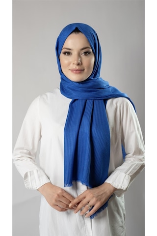 Saks Mavisi İnce Çizgili Şal Viskon Kumaş Bursa Dolama 202111 24 Saks Mavi