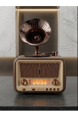Nostaljik Gramofon Tasarımlı Bluetooth Hoparlör-fm/am/sw 3 Band Radyo-usb/tf Kart