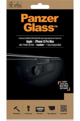 Panzerglass Camslider Apple Uyumlu iPhone 13 Pro Max Köşeden Tam Koruma Gizli/hayalet Çerçeve Aparatlı Ekran Koruyucu