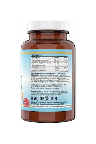 Ncs Kalsiyum Magnezyum Çinko Vitamin D-K 120 Tablet 2 Kutu