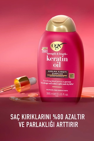 OGX Keratin Oil Kırılma Karşıtı Sülfatsız Şampuan 385 ml x2