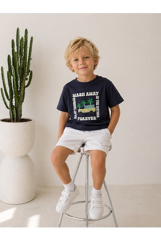 Baby Lory Kids Store Erkek Çocuk Araba Baskılı T-shirt Lacivert