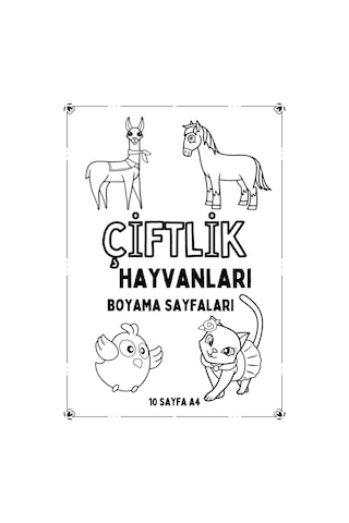 Çiftlik Hayvanları, Büyük Boy, Kolay Boyama Sayfaları, A4 Boyut, Tam 10 Sayfa. Çiftlik Hayvanları, Büyük Boy, Kolay Boyama Sayfaları, A4 Boyut, Tam 10 Sayfa.