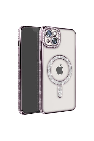 Apple iPhone Uyumlu Uyumlu 14 Kılıf Joke Simli Magneticsafe Kılıf - Pembe
