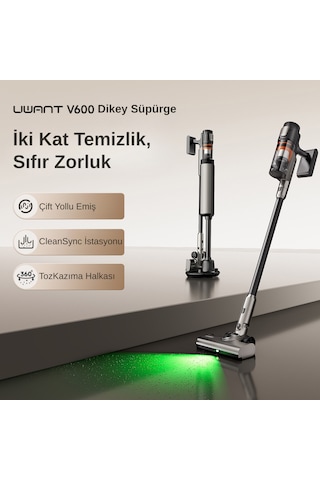 Uwant V600 600 W Motor Gücüne Sahip Otomatik Gri Dikey Süpürge