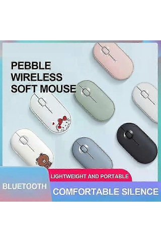Pebble Mute M350 Bluetooth Çift Modlu Kablosuz Fare 2,4 Ghz Bağlantılı Ofis İçin Çeşitli Stillerde Beyaz