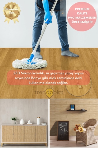 Trendpoint Kendinden Yapışkanlı 60cm 100cm Parke Görünümlü Premium Zemin Duvar Kağıdı Dolap Kaplama