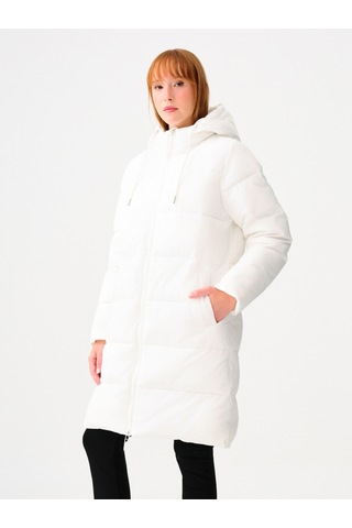 Loose Fit Kadın Mont Beyaz