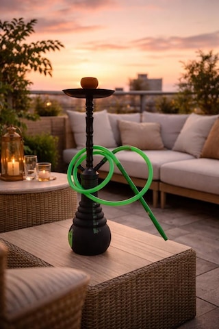 Hdmarketim Büyük Boy Nargile Takımı Cafe & Lounge Kullanımına Uygun Kalın Cam Şişe, Tek Hortumlu 78 Cm