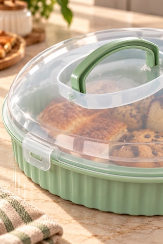 Porsima 0653 Vista Yuvarlak Kek Börek Taşıma Kabı 32 Cm - Mint Yeşili Hamur İşi Fanusu